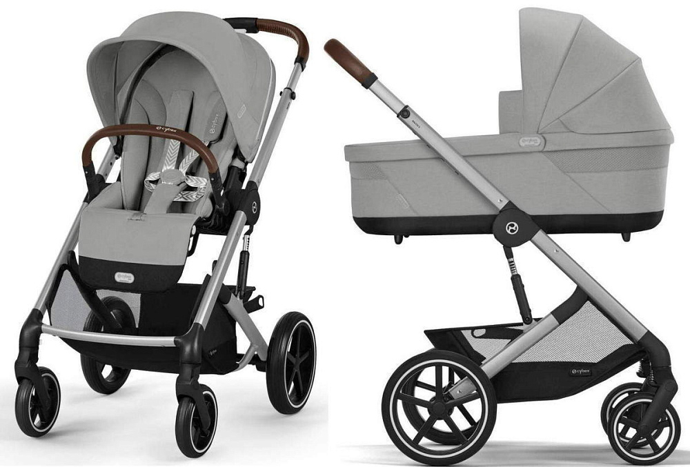 Коляска Cybex Balios S Lux SLV complete Cloud G Ocean Blue Plus 3 в 1 Stone Grey с дождевиками