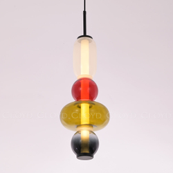 Подвесной светильник Cloyd SUPERNOVA-A P1 / выс. 55 см - 4 яруса - черный - красн. стекло (арт.11404)