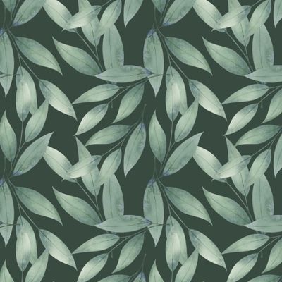 Акварельные листья на темно зелёном