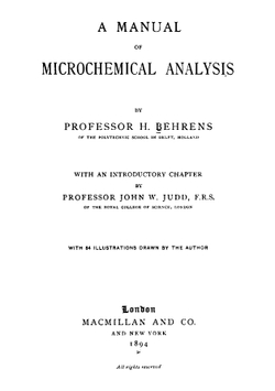A Manual of Microchemical Analysis | Behrens Heinrich
