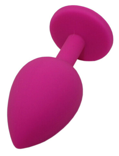 Средняя анальная пробка малиновая с прозрачным кристаллом (Цвет: малиновый с прозрачным)