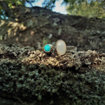 Кольцо СПУТНИК, серебро/опал/бирюза