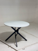 Стол М-City DISAUR Дарио D100 Белый, стекло, Черный каркас