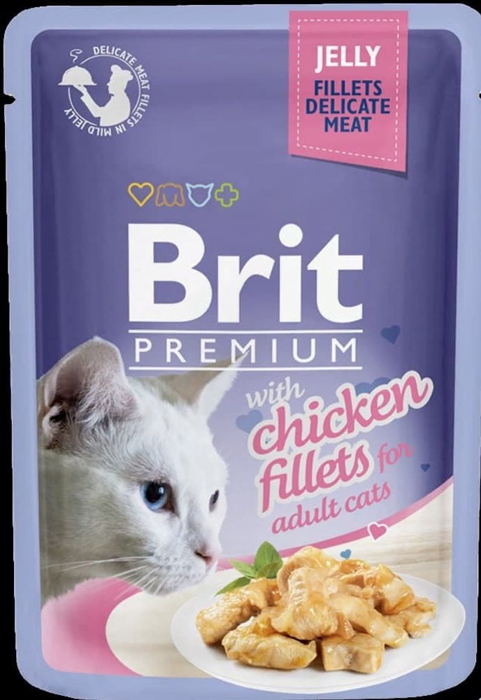 Brit Premium пауч д/котят Кусочки из куриного филе в желе 85 г