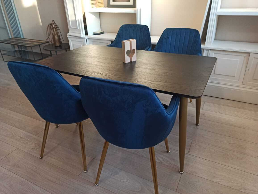 Обеденная группа стол ФАВОРИТ “FAVORITE” + 4 синих кресла Кристи “CHRISTY”