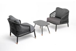 "Верона" лаунж-зона 5-местная плетеная из роупа (веревки), каркас алюминиевый темно-серый, роуп темно-серый