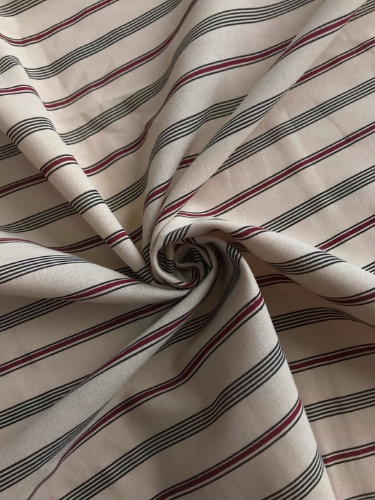 Костюмная лен принт полоска, цветная