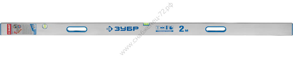 ЗУБР ППУ-Р 2 м, точность 0.5 мм/м, 2 глазка, Правило с уровнем и ручками (1075-2.0)