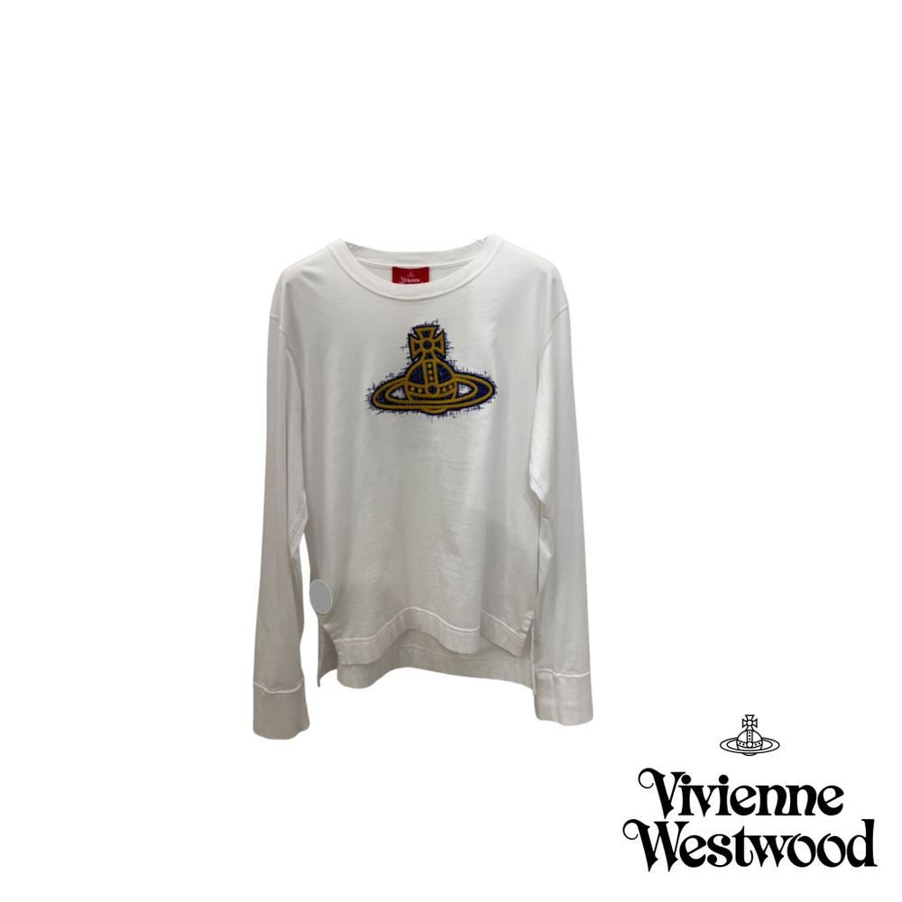 VIVIENNE WESTWOOD RED LABEL ЛОНГСЛИВ БЕЛЫЙ С АППЛИКАЦИЕЙ ВИДЕ ЛОГОТИПА БРЕНДА