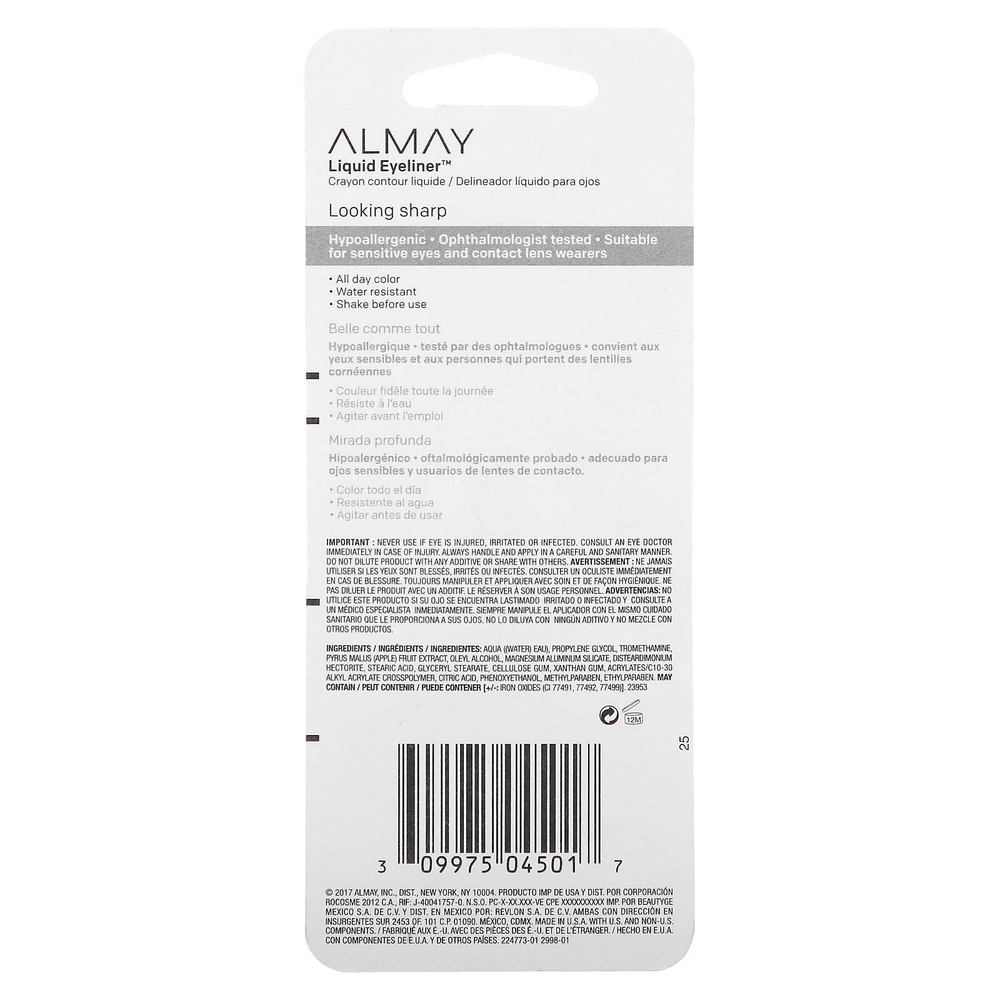 Almay, Beautiful Ink, жидкая подводка для глаз, оттенок 221 черный, 2,9 мл (0,1 жидк. унции)
