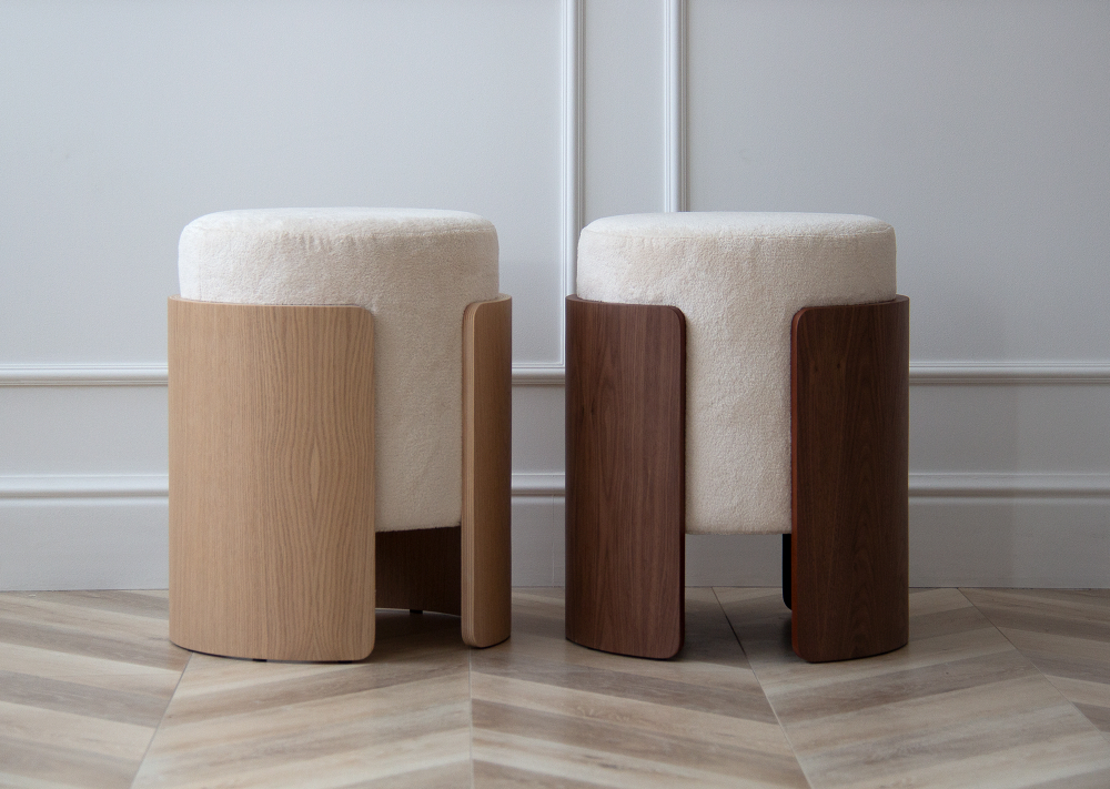 Пуф Lagom (молочный, натуральный дуб)