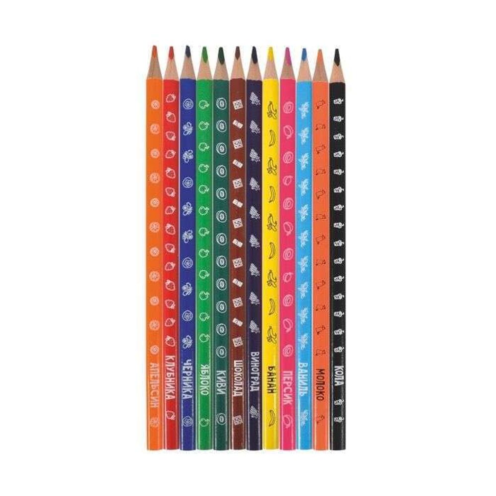 Карандаши цветные трёхгранные 12цв. Каляка-Маляка ароматизированные