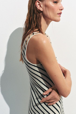 ZARA ДЛИННОЕ ПЛАТЬЕ В ПОЛОСКУ, ПОЛОСКИ