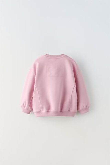 ZARA ОДНОТОННОЕ ХУДИ С ВЫШИВКОЙ, БЛЕДНО-РОЗОВЫЙ