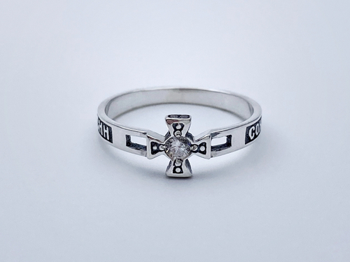 Кольцо из серебра/Частичное чернение/С камнями