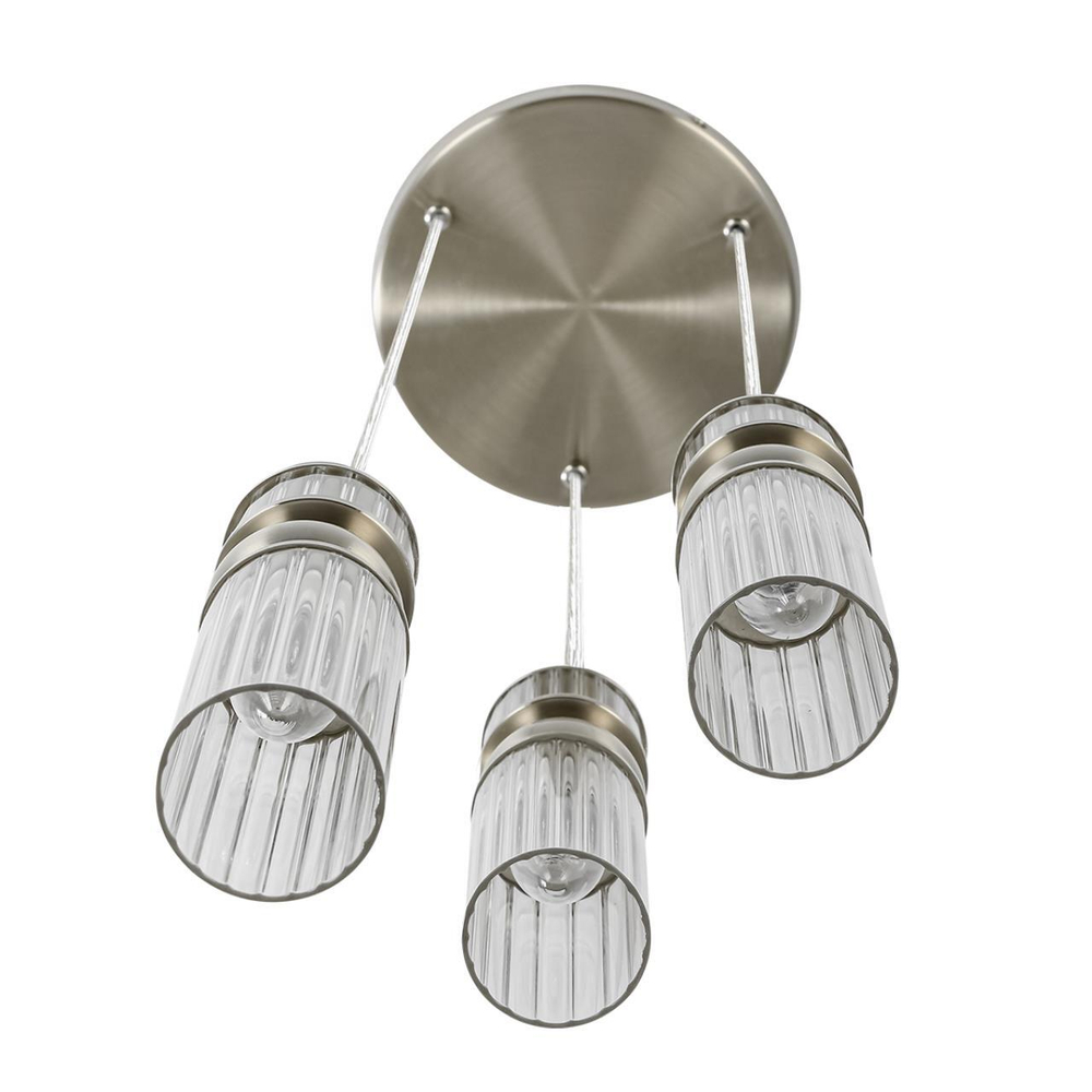 8277/3A MODERNI сатин никель/прозрачный, металл/стекло Подвес Е14 3*40W 220V DENVER