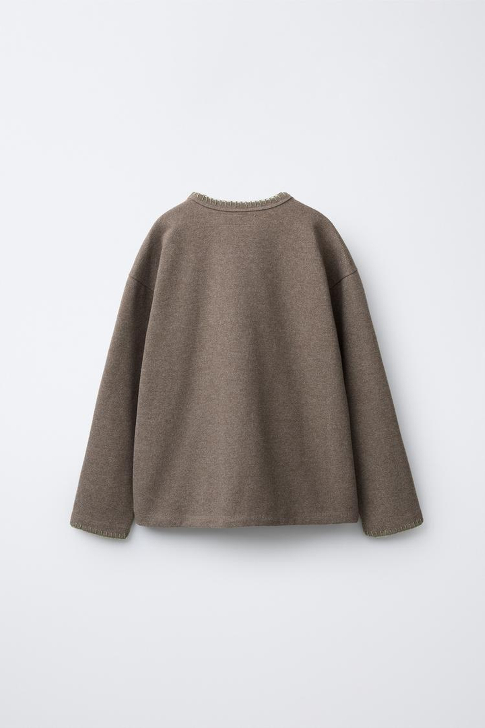 ZARA ФУТБОЛКА SOFT TOUCH С КОНТРАСТНОЙ СТРОЧКОЙ, РЫЖЕВАТО-КОРИЧНЕВЫЙ