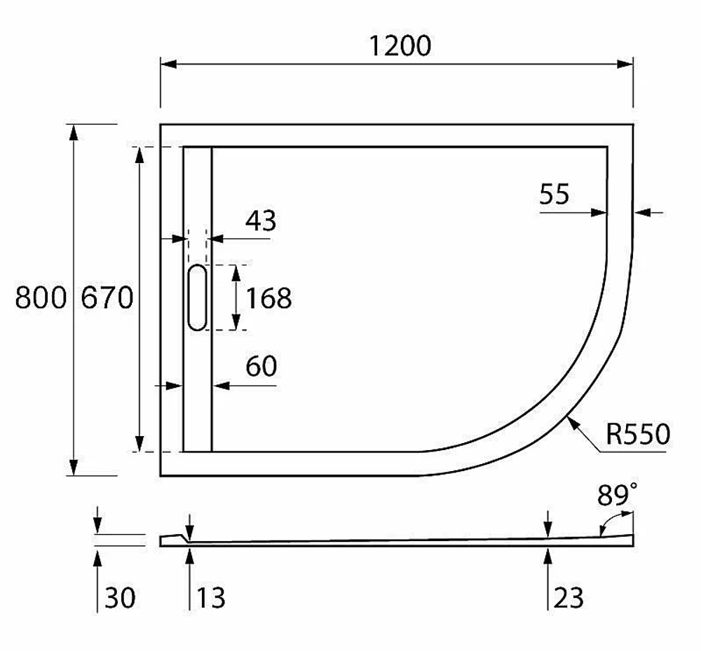 Душевой поддон Cezares TRAY AS-RH 120x80 белый