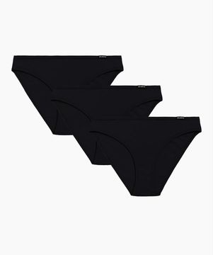 Женские трусы спорт (3шт) Atlantic Basic 3BLP-602, черный