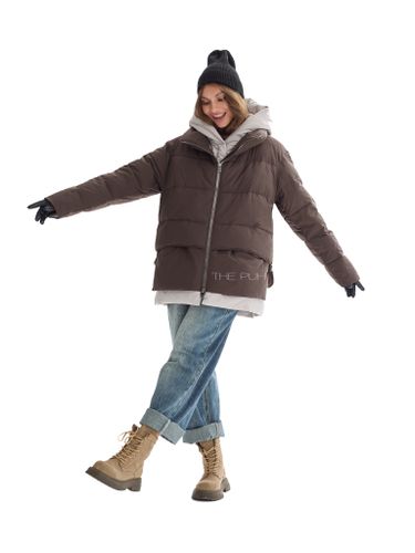 Куртка с контрастной отделкой в шоколадном цвете