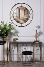 Банкетка Garda Decor велюр черный, золото d38*45 см