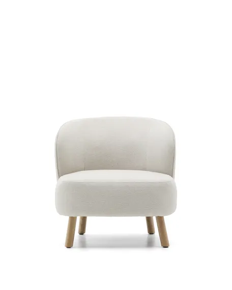 Кресло Ulit из бежевого шенилла с ножками из светлого бука