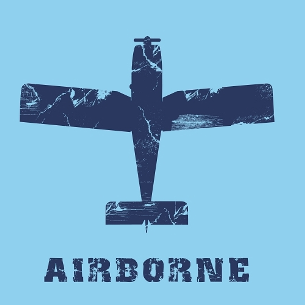 print PewPewCatс самолетом Airborn для голубой футболки