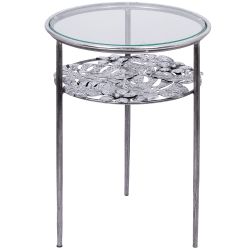 Столик декоративный Monstera Deliciosa (Монстера) Античное серебро