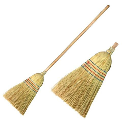 Веник-метла сорго LAIMA 2, натуральный, прошивной, с деревянным черенком 95 см, большой, 450х330 мм, 602463