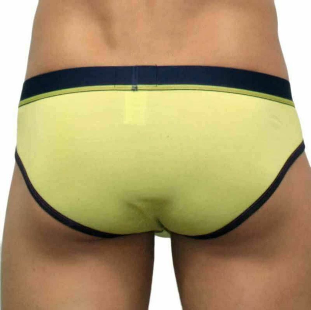 Мужские трусы брифы салатовые Andrew Christian Glow Almost Naked Quirk Yellow    AC84