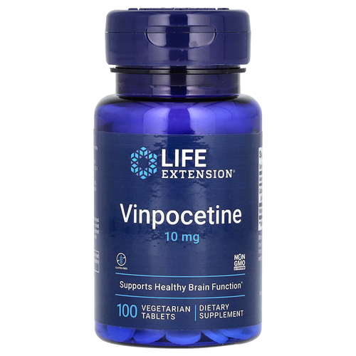 Life Extension, Винпоцетин, 10 мг, 100 вегетарианских таблеток