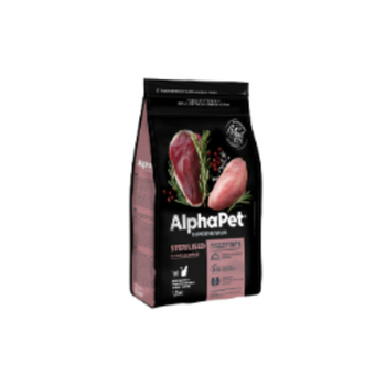 Сухой корм для взрослых стерилизованных кошек и котов AlphaPet Superpremium (АльфаПет) с уткой и индейкой, 1,5 кг