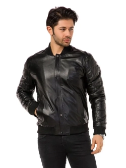 Мужская  куртка  из натуральной кожи - бомбер кожаный