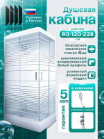 Душевая кабина DIONRIA (120х80) стекло с узором, поддон низкий