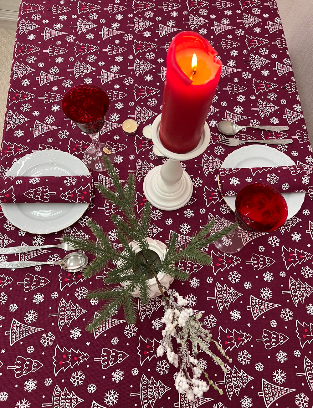 Скатерть "Новогодние елочки" без пропитки
