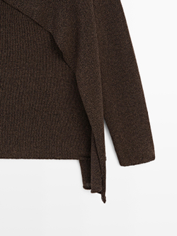 Massimo Dutti Свитер-накидка из смесового хлопка, шоколадный