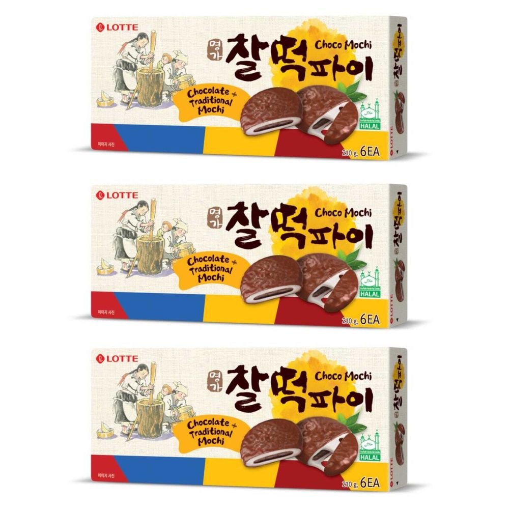 Рисовое пирожное Моти Lotte choko mochi 210 г, 3 шт