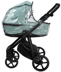 Детская коляска Roan Esso 2025 Кожа 3 в 1 с автокреслом Tutis Elo Lux Black ESSK/214/1 Misti Mint/Grey/руч.Черный