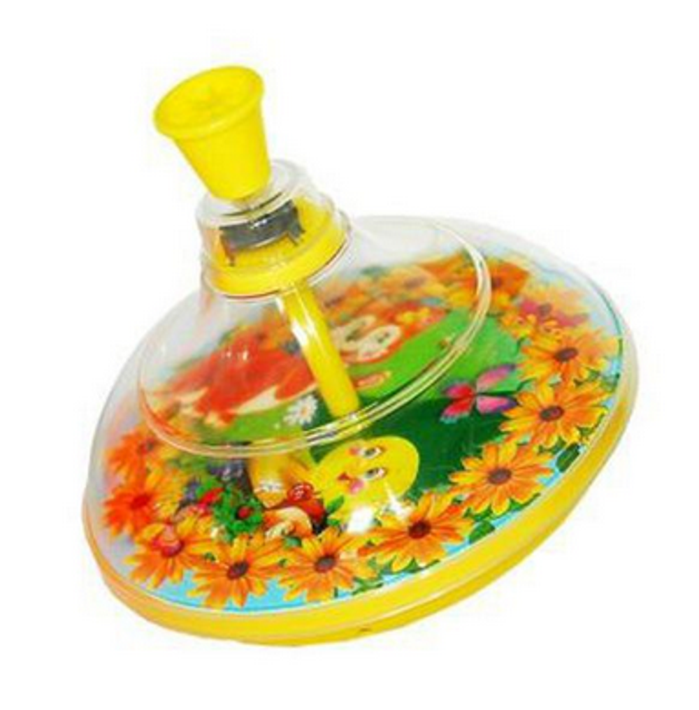 Юла прозрачная "Колобок" d14,5 h16 см в сетке