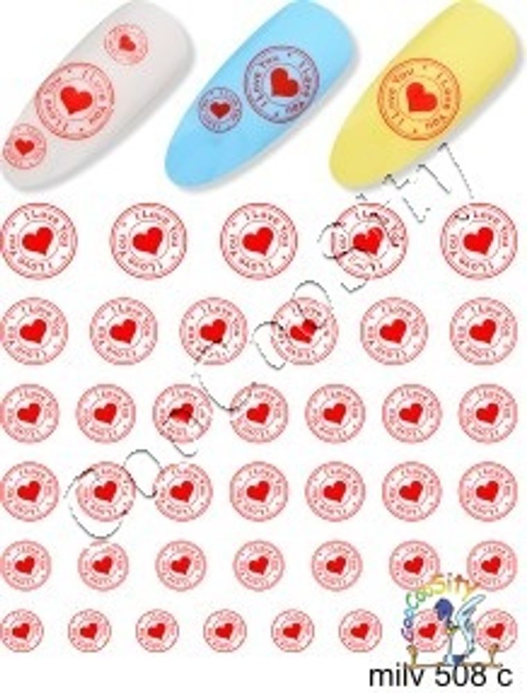 Слайдер-дизайн для ногтей сердца milv 508 c красный