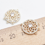 Коннектор Цветок, цвет золото, фианиты, размер 18*15 мм, цена за 1 шт