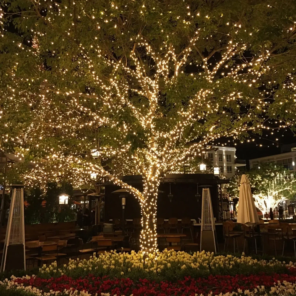 Гирлянда для улицы 15м 180 ламп LED чёрный провод, 8 реж, IP-54, Теплый белый (возможность соединения)