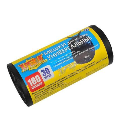 Мешок д/мусора ПНД 180 л (30 шт.) рулон черный КРЕПАК (1/10 шт.)