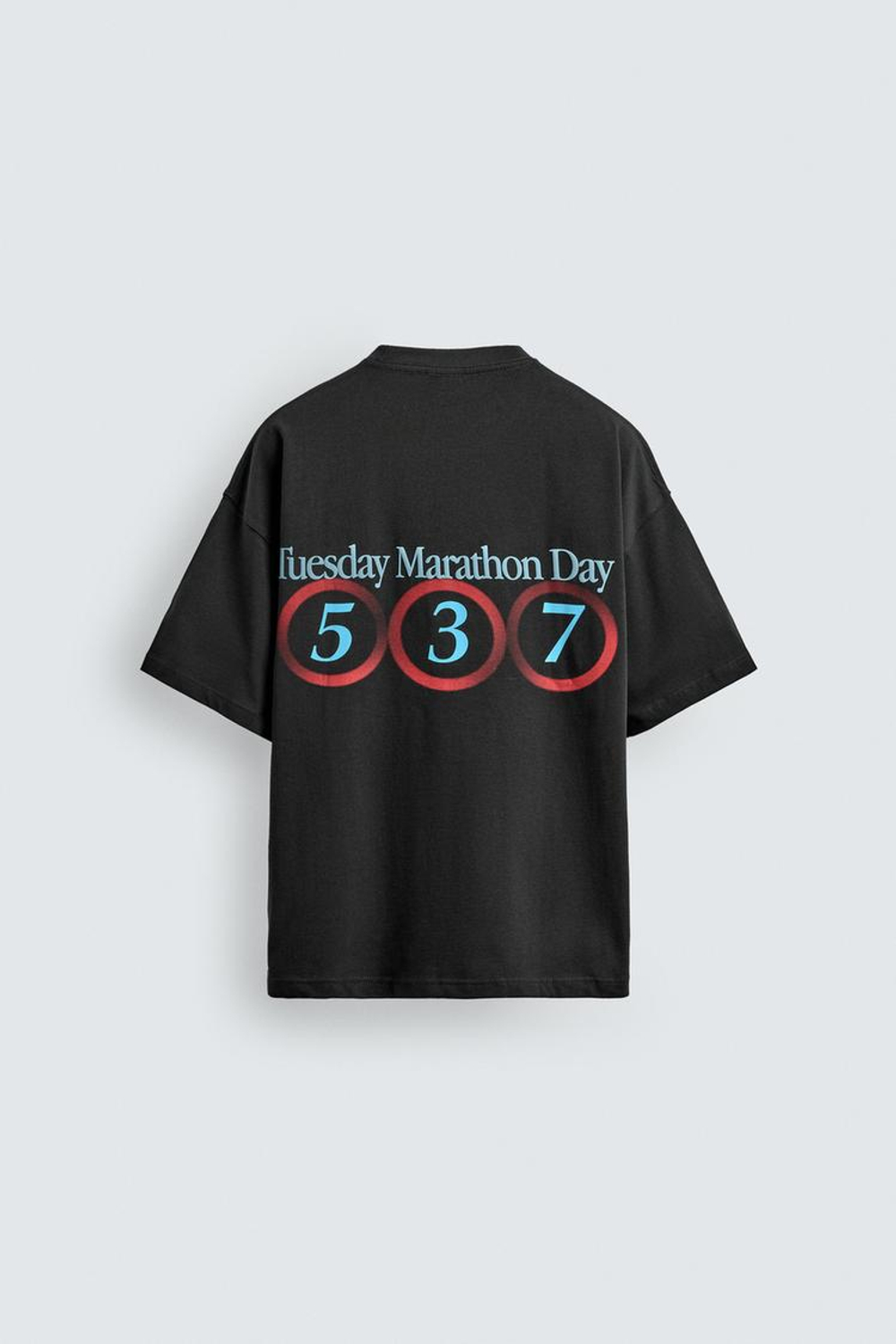 ZARA ФУТБОЛКА С ЭФФЕКТОМ ПОТЕРТОСТИ И НОМЕРАМИ, ЧЕРНЫЙ