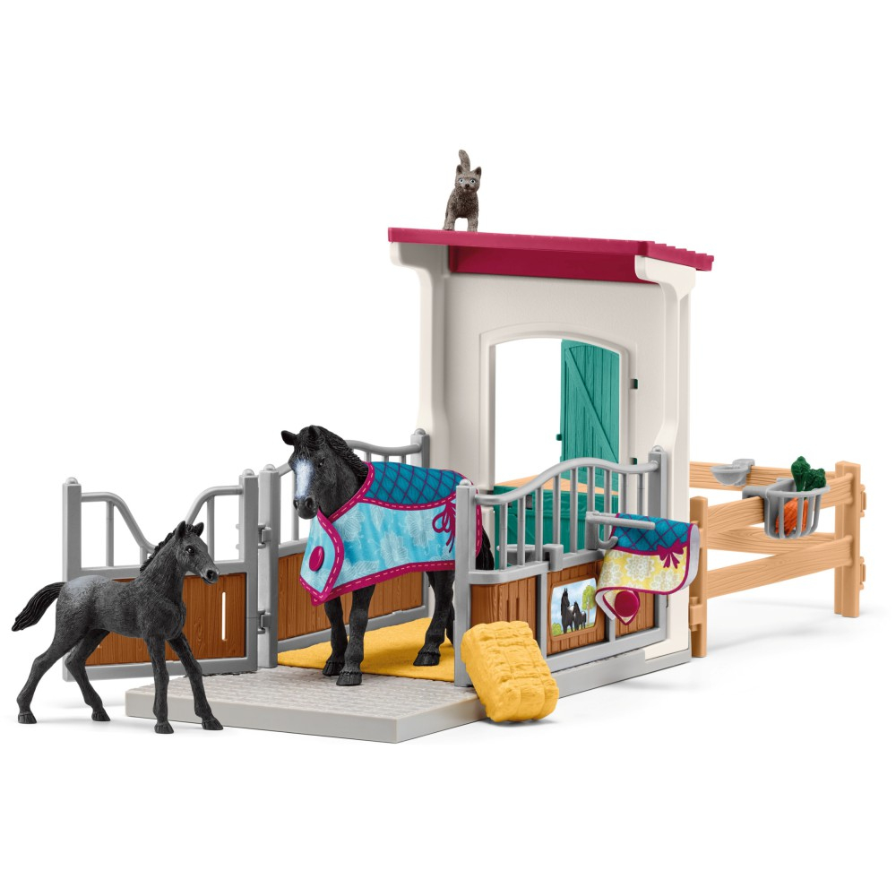 Schleich S 42611 — Денник для лошадей с кобылой и жеребёнком — фото 2