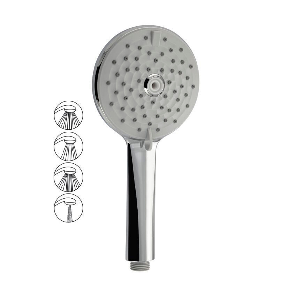 Лейка GFmark массажная, круглая, 4 режима, хром с серой вставкой 6081