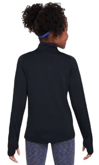 Футболка для девочки теннисная Nike Dri-Fit Long Sleeve 1/2 Zip Top - black/white