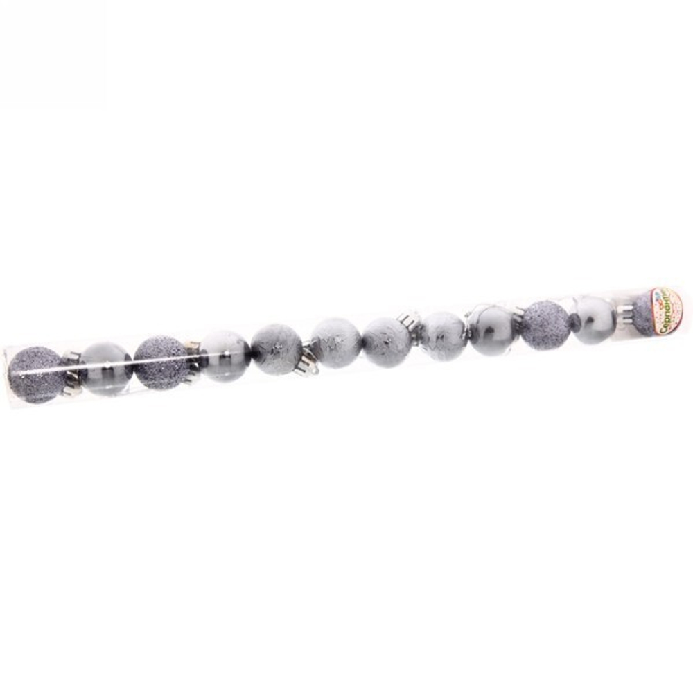 Новогодние шары 3 см (набор 12 шт) «Микс фактур», графит