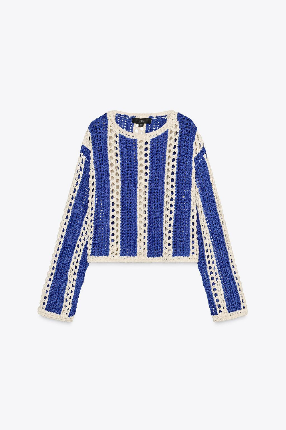 ZARA УКОРОЧЕННЫЙ СВИТЕР ИЗ КРУЖЕВА КРОШЕ, РАЗНОЦВЕТНЫЙ