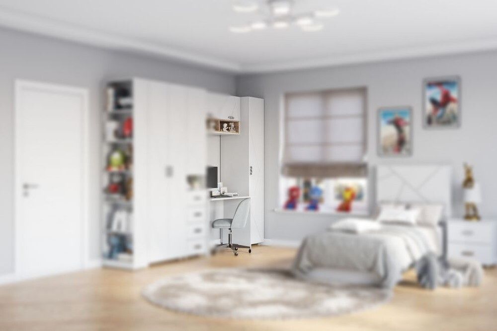 Пенал 1-ств с 2 штангами МС "Сандра" (Белый лофт)